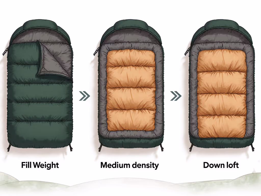 diagram_showing_sleeping_bag_fill_weight_and_fill_power_contributing_to_loft_and_warmth