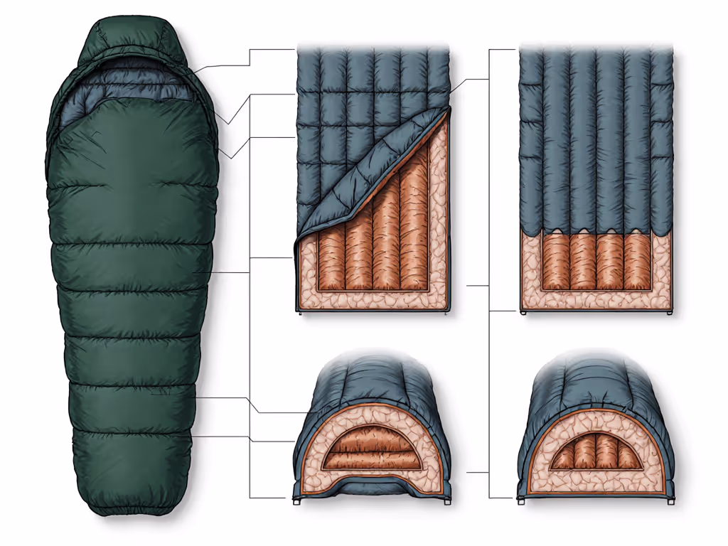 sleeping_bag_construction_cross-sections_baffles_quilting_insulation_methods