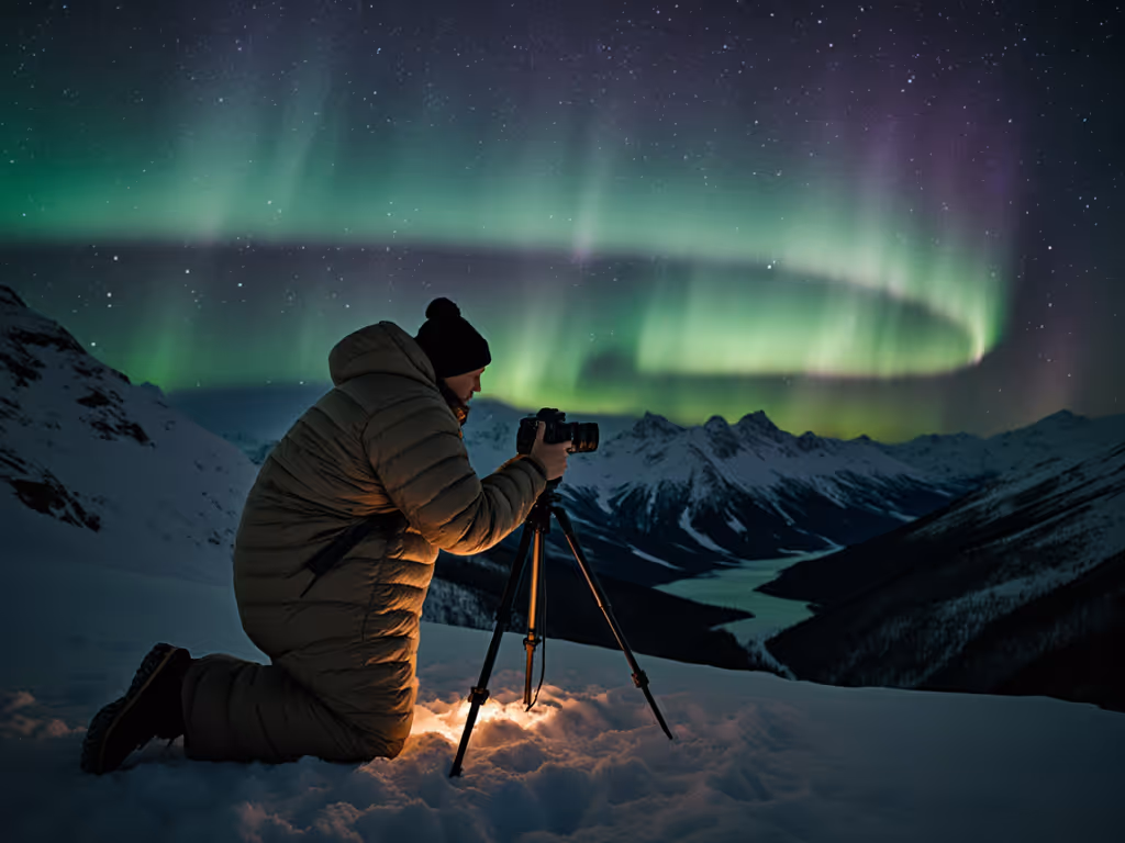 night_photographer_in_wearable_sleeping_bag_shooting_the_aurora